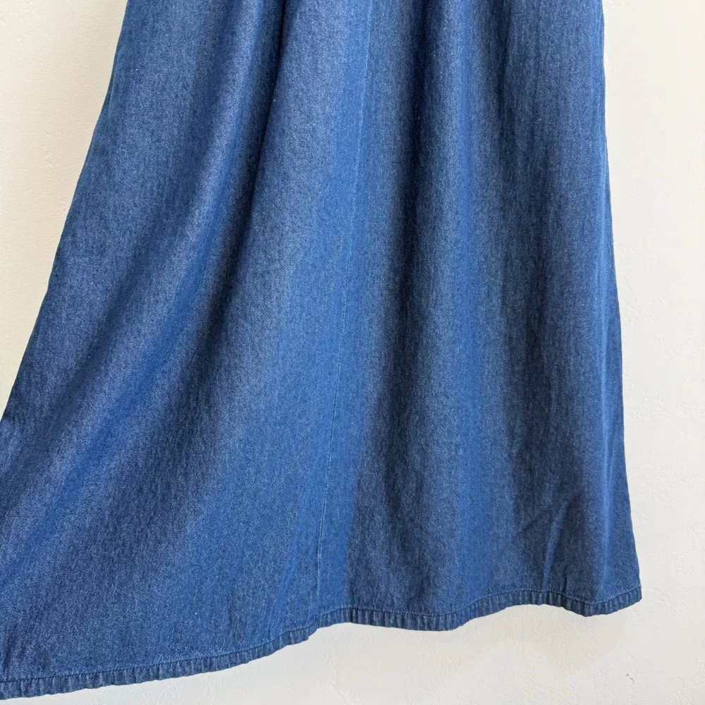 Country Store Embroidered Denim Dress‎ Size M Midi Boho Prairie Cottagecore